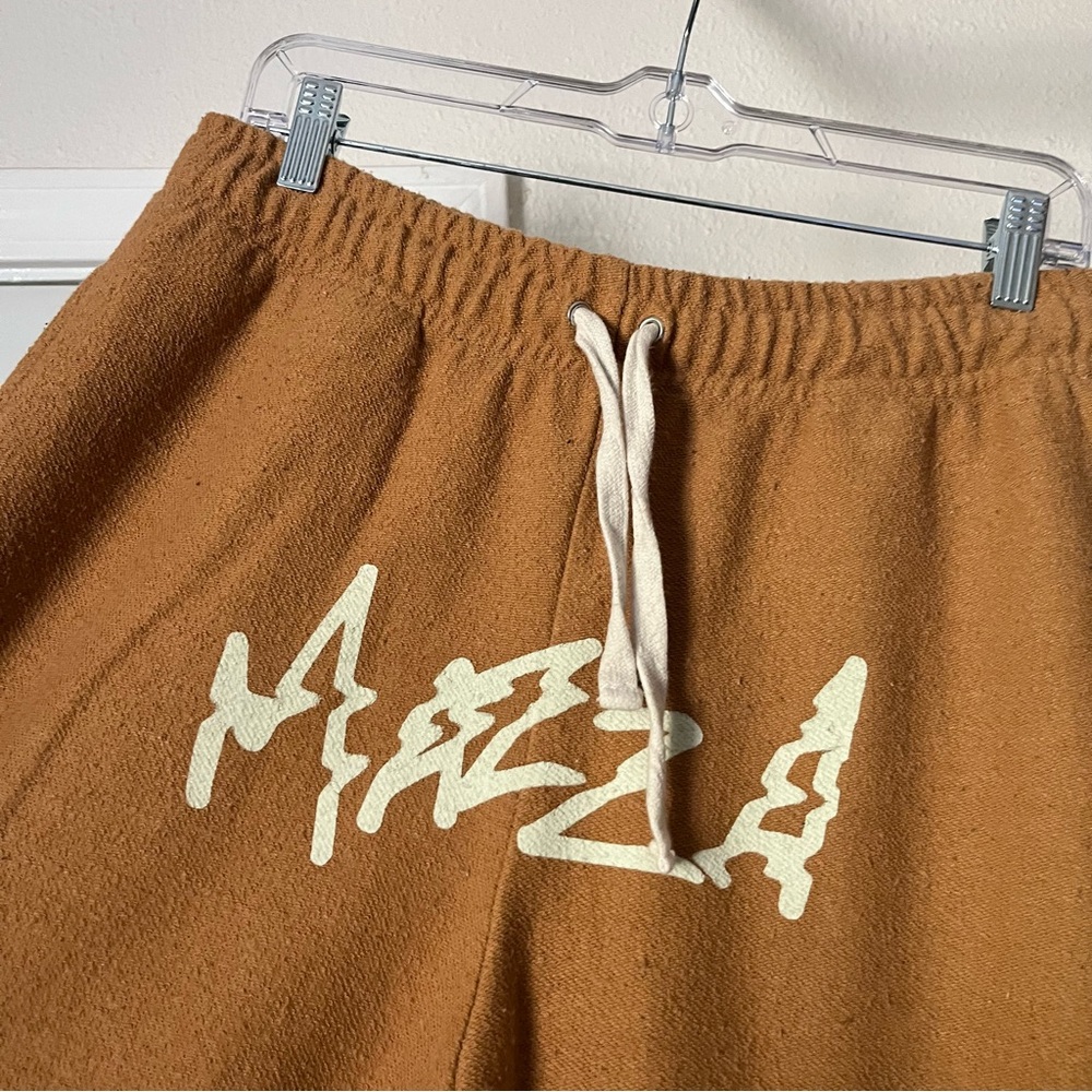 MAZZA dark‎ mustard yellow knit logo graphic straight leg sweat pants - Picture 4 of 6